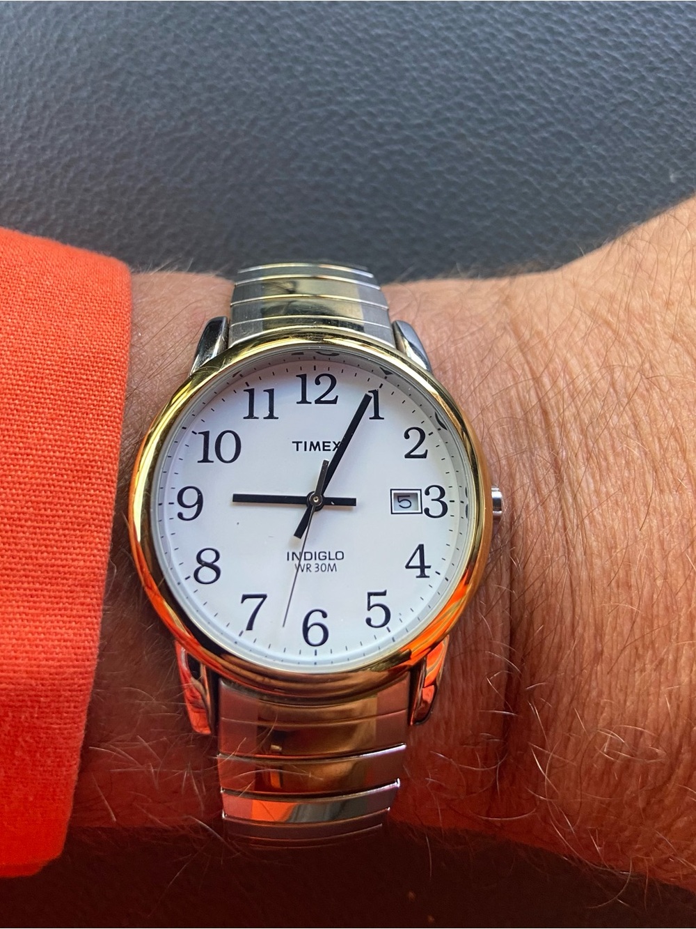 Timex Two-Tone Silver and Gold Men's Watch with White Dial